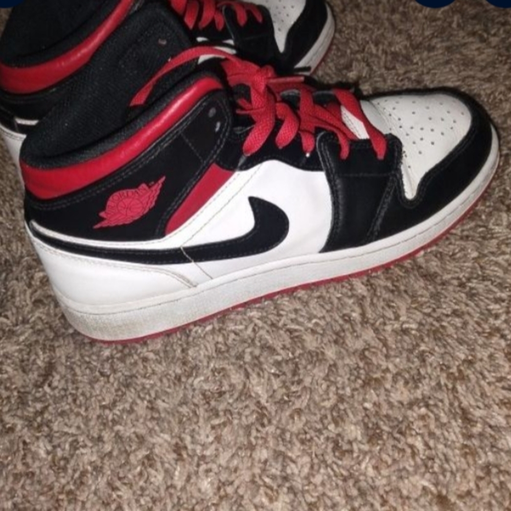 Nike Air Jordan 1 Mid Black Red White Shoes